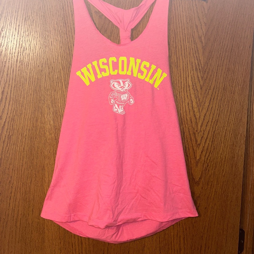 Colosseum Pink and Gold Women’s Tank Top Wisconsin Badgers